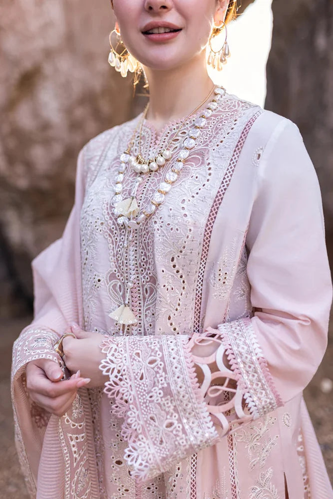 QALAMKAR - 3PC LAWN EMBROIDERED SHIRT WITH ORGANZA EMBROIDERED DUPATTA AND TROUSER - HZG2180