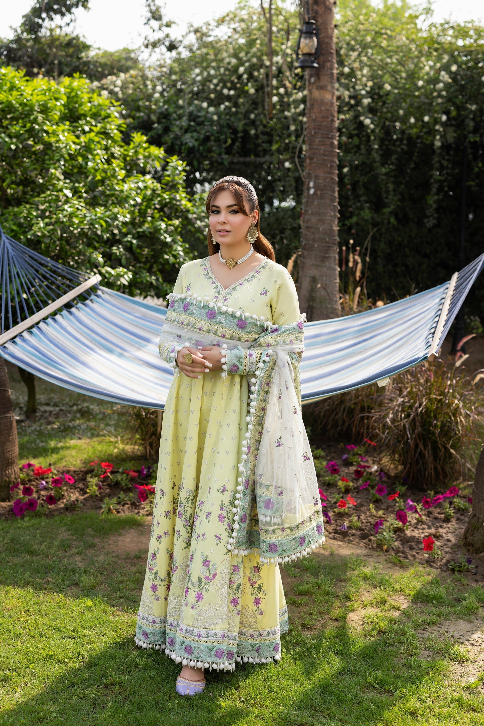ANEEAS 3PC LAWN EMBROIDERED SHIRT WITH NET EMBROIDERED DUPATTA AND TROUSER  728