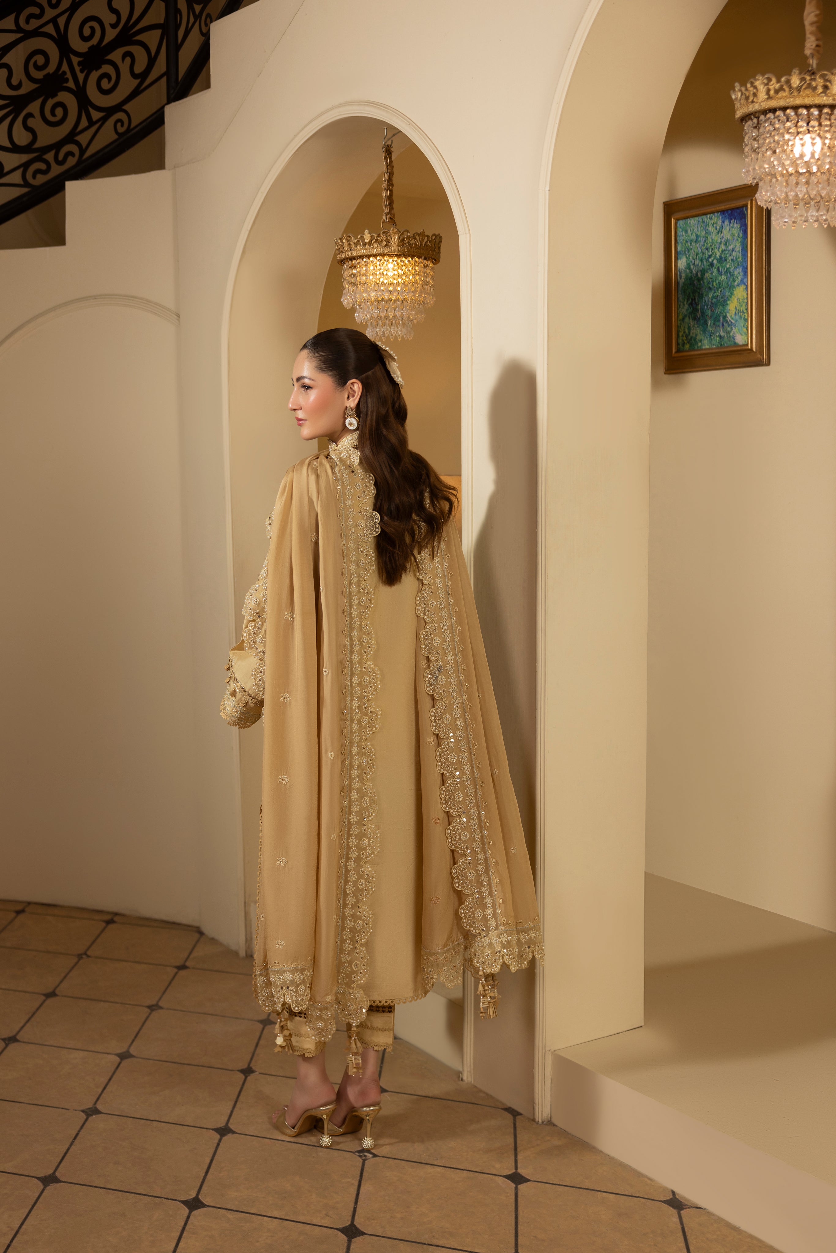 DESERT GOLDRAW -RAW SILK HAND EMBELLISHED EMBROIDERED- 744