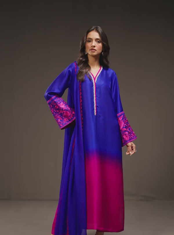 Zainab Chottani - 3 Piece Unstitched Embroidered and Printed SIlk Suit 230
