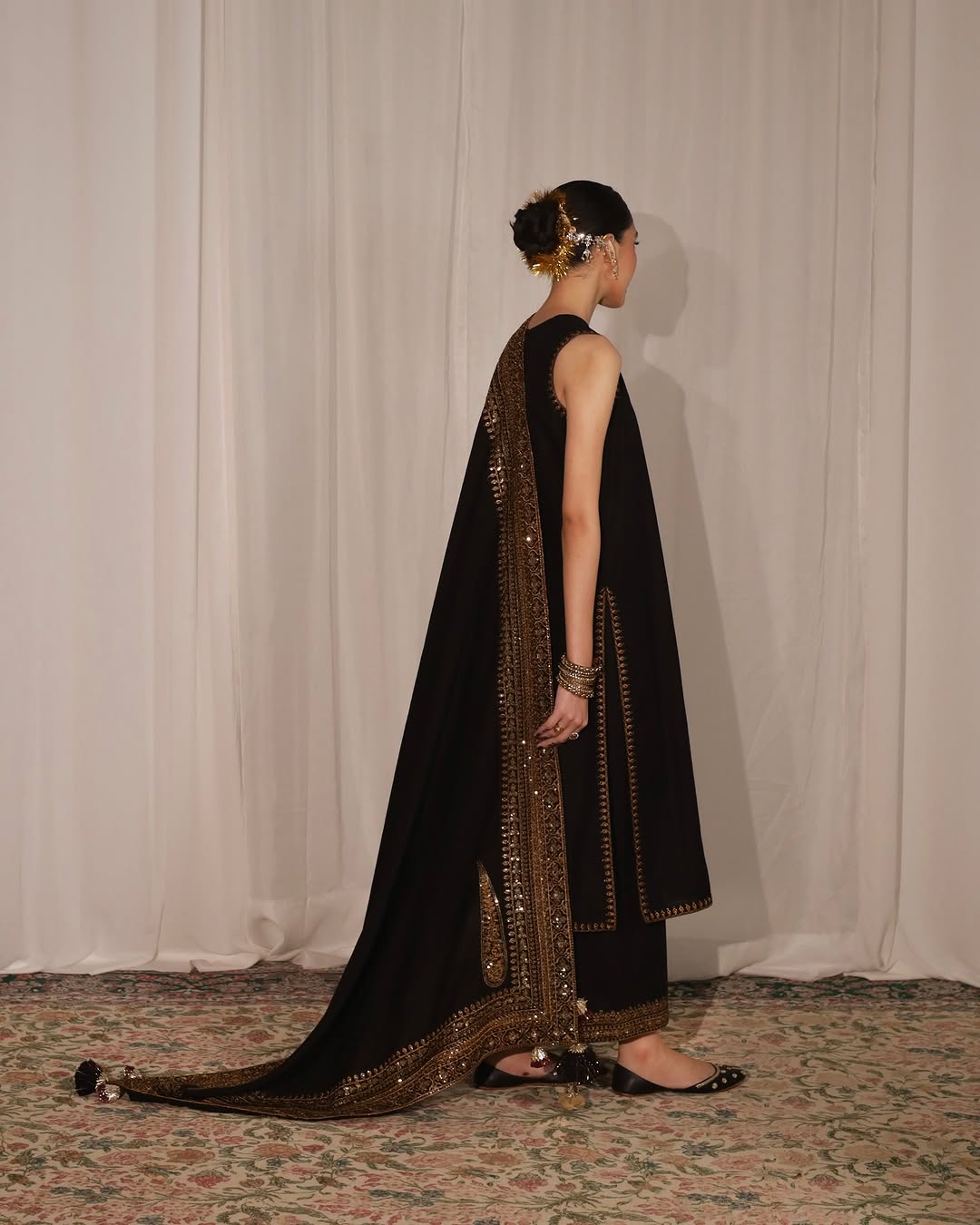 Black  Dhanak  Unstitched  | 3pcSuit 239