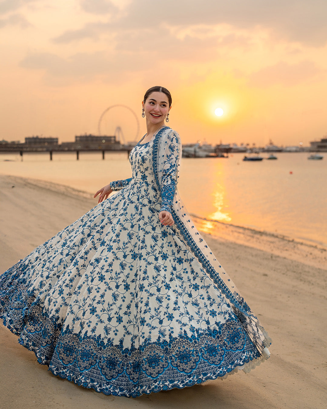 FAIZA SAQLAIN  3PC LAWN EMBROIDERED SHIRT WITH NET EMBROIDERED DUPATTA AND TROUSER 718