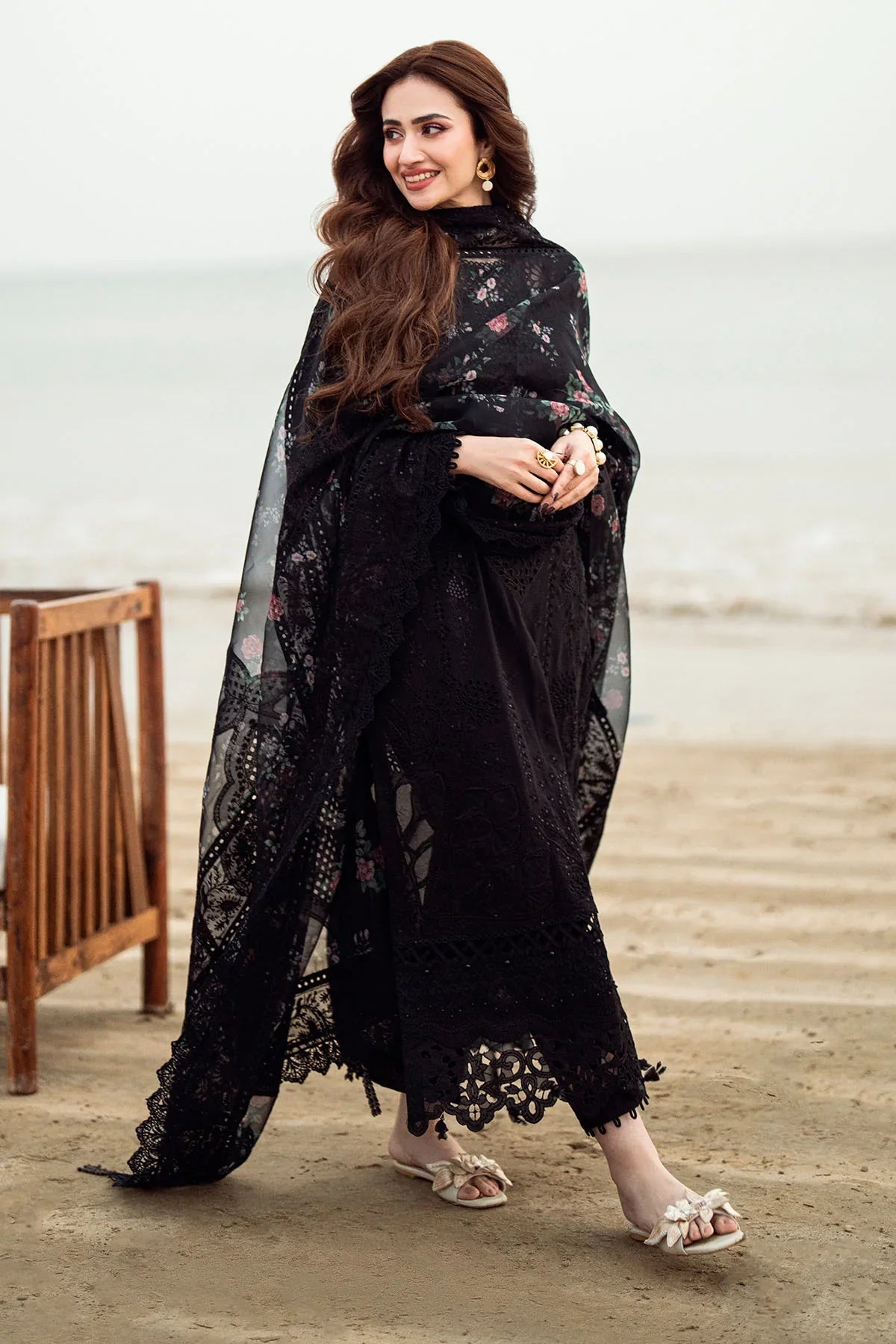 3PC LAWN EMBROIDERED SHIRT WITH COTTON NET PRINTED EMBROIDERED DUPATTA AND TROUSER -  520 L