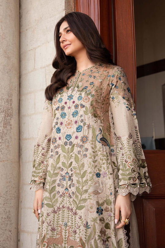 Dhanak-3PC Embroidered Shirt with Digital Printed Wool Shawl - 669