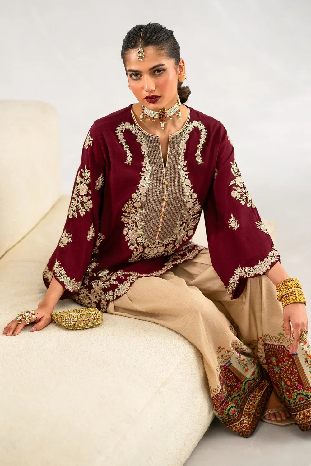 Ethnic Silk Unstitched 2PC Embroidery Suit  44