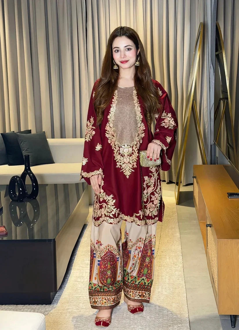 Ethnic Silk Unstitched 2PC Embroidery Suit  44