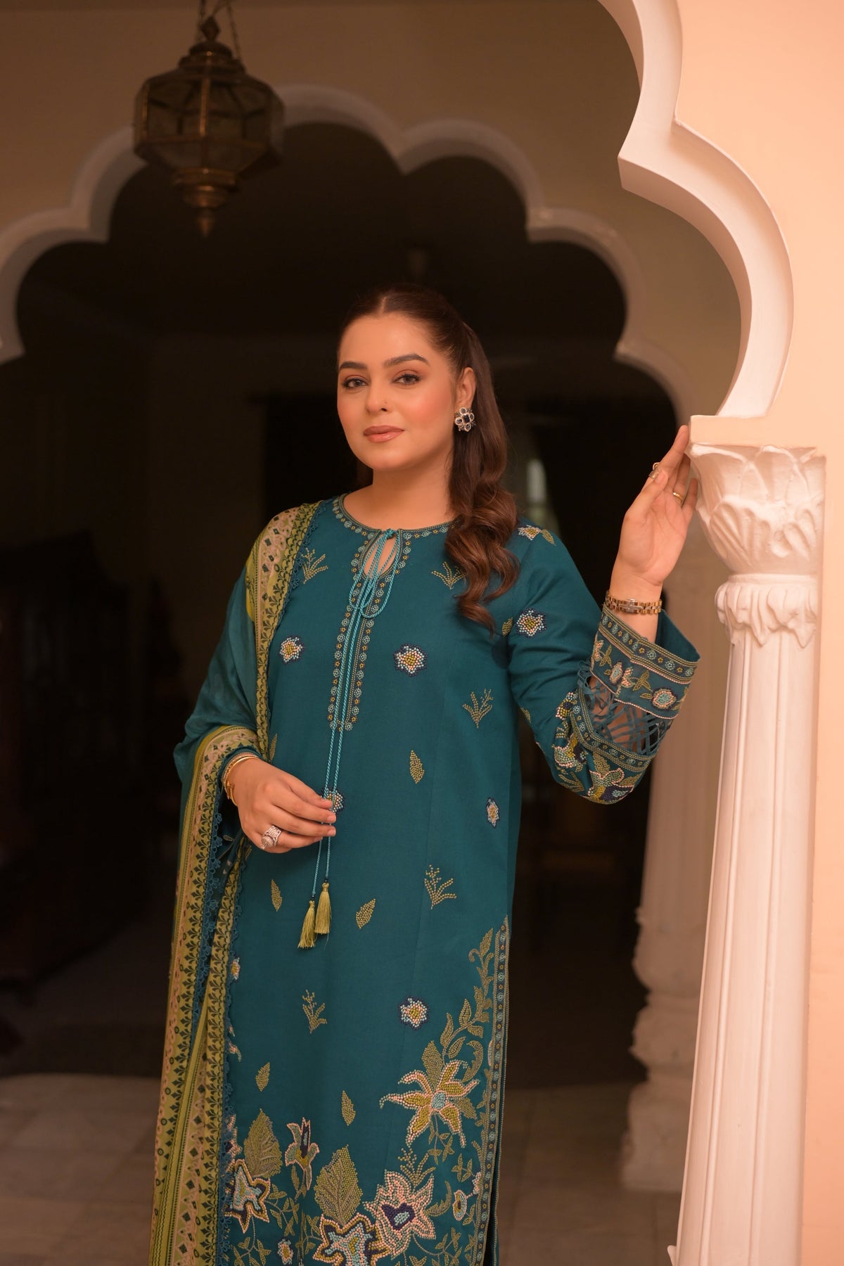 Dhanak Unstitched Embroidered Collection with kotrai Printed Dupata V57