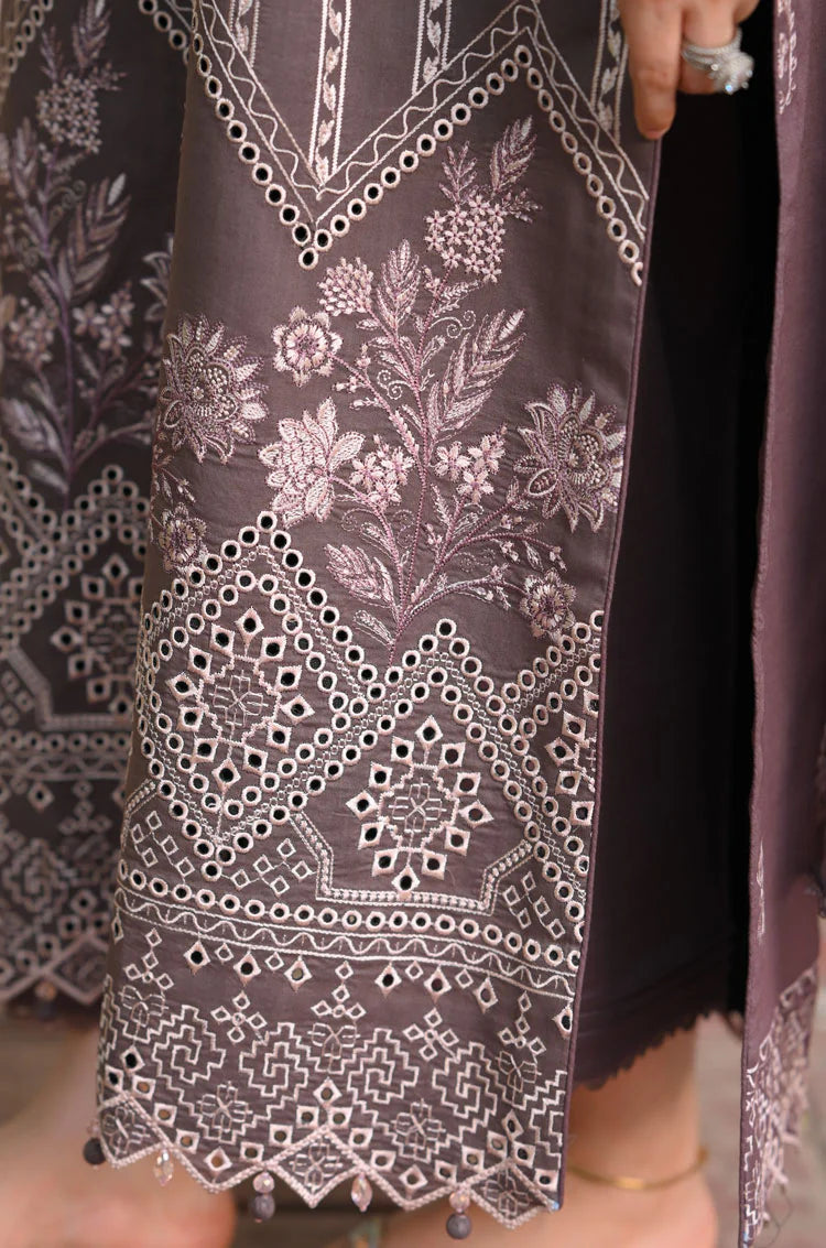 - 3PC DHANAK EMBROIDERED SHIRT WITH DHANAK EMBROIDERED SHAWL AND TROUSER - NS 915