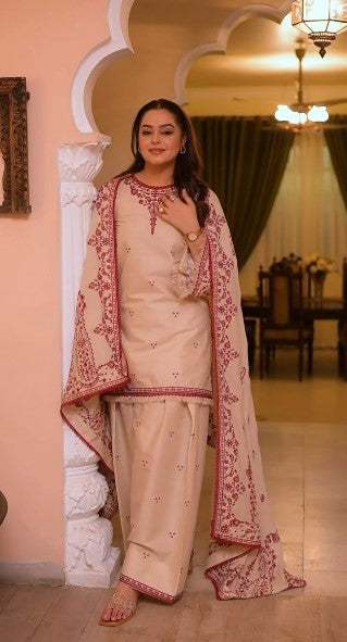 ANEELAS UNSTITCH DHANAK 3PC SUIT 46