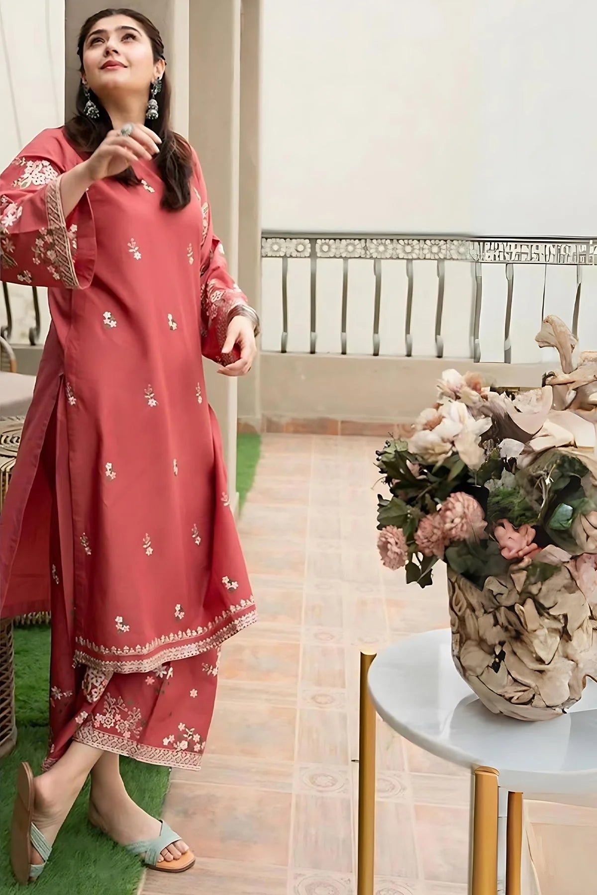 URGE 2PC DHANAK EMBROIDERED SHIRT AND TROUSER-103