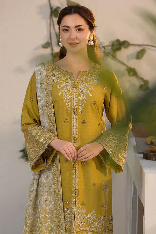Dhanak-3PC Embroidered Shirt with Digital Printed Wool Shawl- 260
