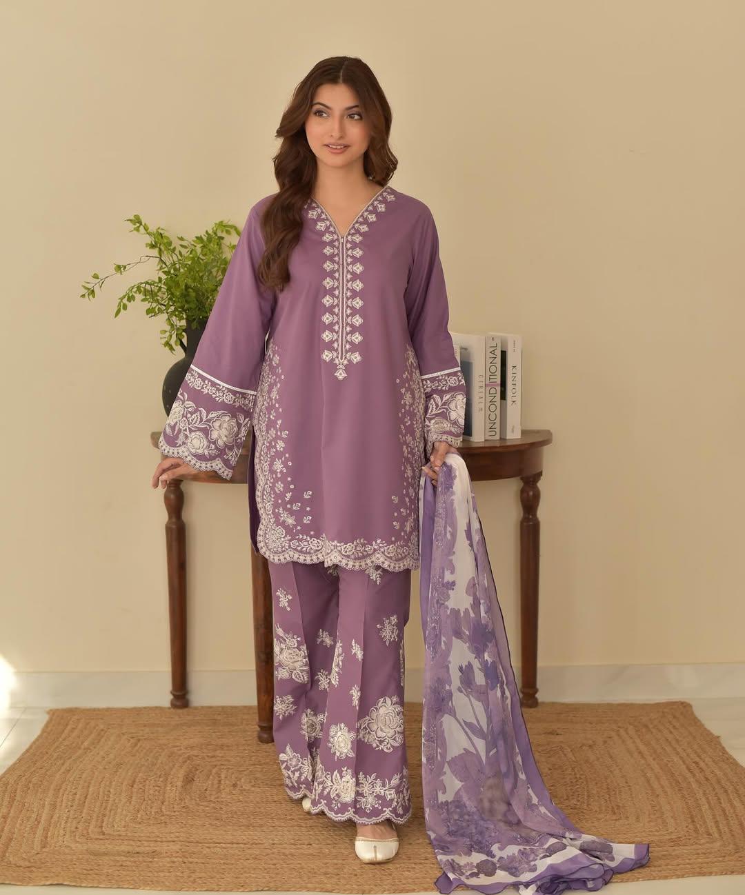 Summer 3Piece Lawn Embroidered Suit  730