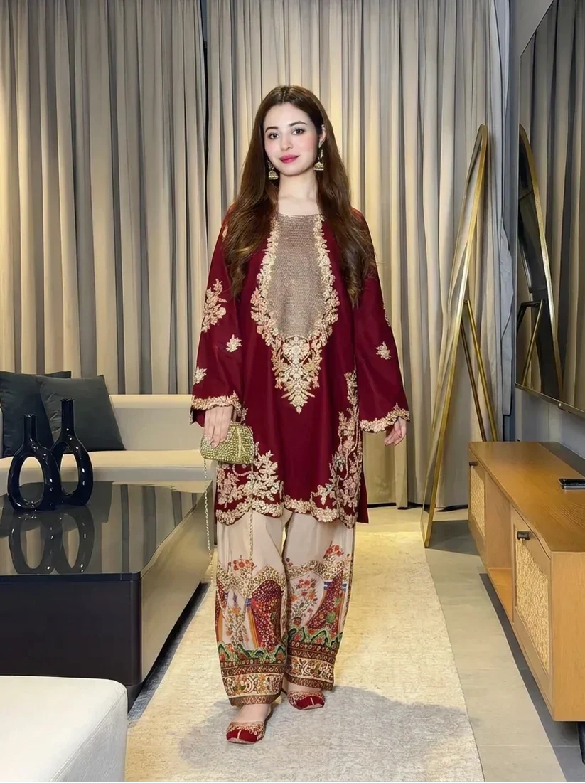 Ethnic Silk Unstitched 2PC Embroidery Suit  44