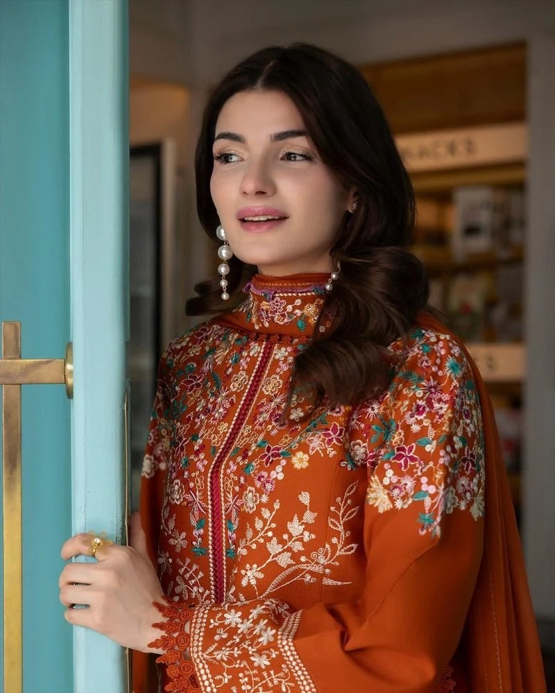 3PC EMBROIDERED DHANAK SUIT 47
