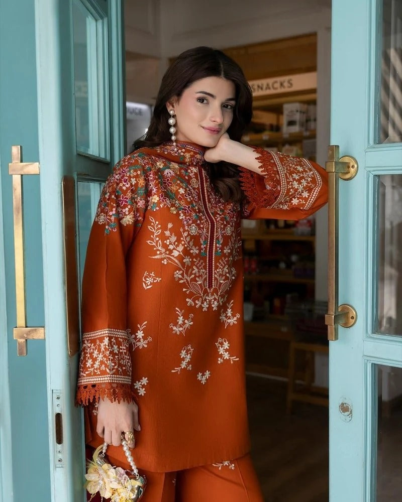 3PC EMBROIDERED DHANAK SUIT 47
