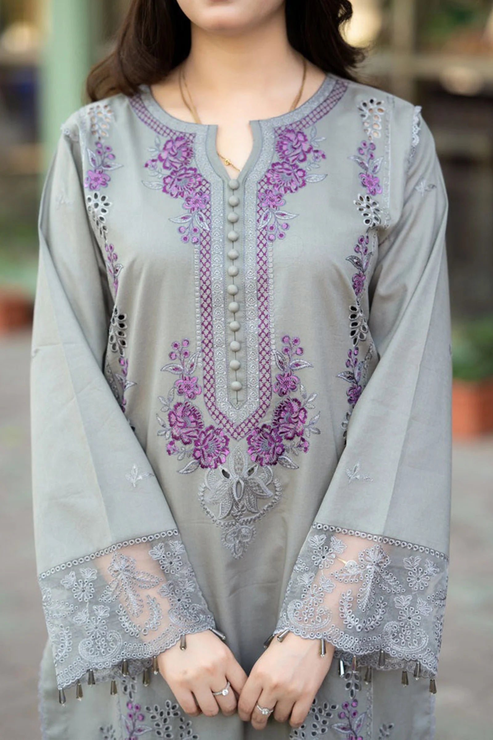3 Piece - Unstitched Fully Embroidered Lawn Fabric 714